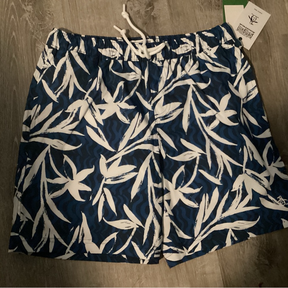 Penguin Munsingwear Blue and White Swim Shorts